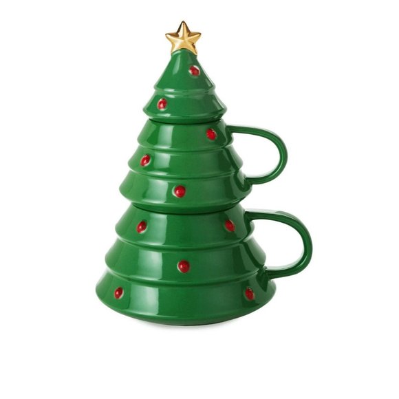 Hallmark Christmas Tree Stacking Mug Coffee Cup Mug Stackable Ceramic 10”Tall - Picture 6 of 7